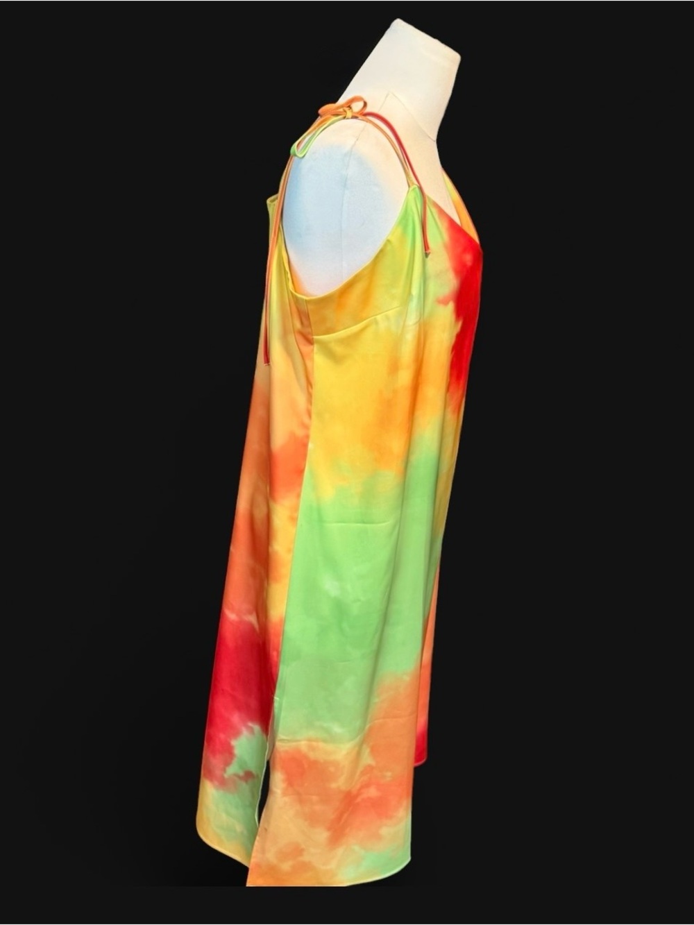 Eloquii Red, Yellow & Green Tie-Dye Slip Dress size 18 new with tags / tie strap - Picture 3 of 12